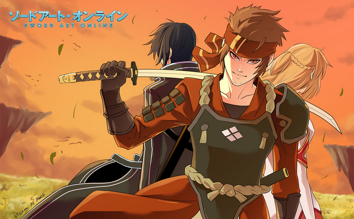 Sword Art Online characters in a landscape