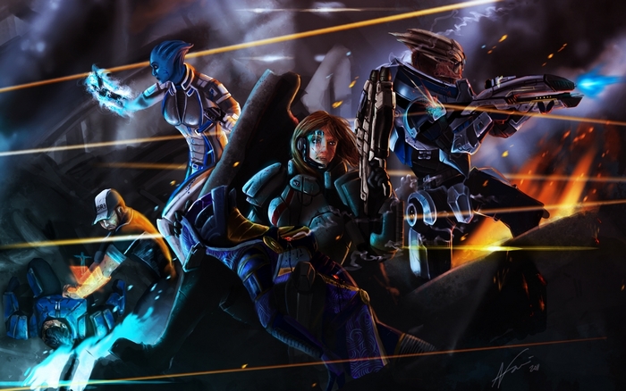 Mass Effect characters in battle