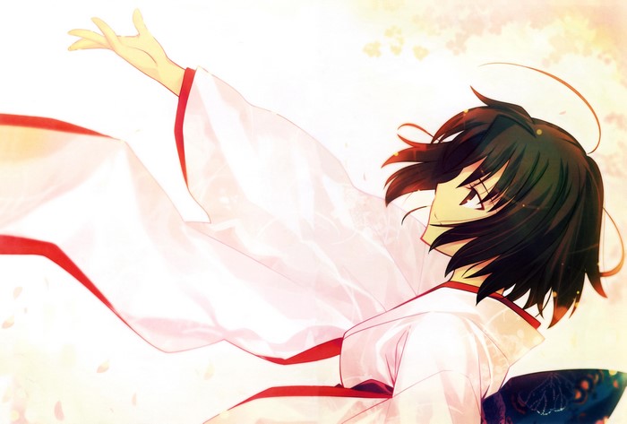 Shiki Ryougi in white and red kimono