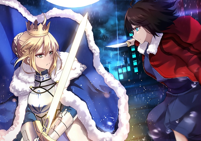 Shiki Ryougi and Saber from Fate/stay night