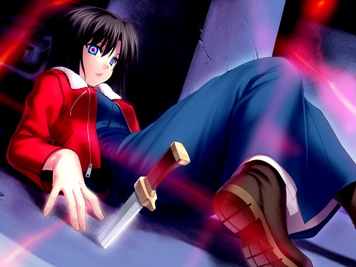 Shiki Ryougi with a sword