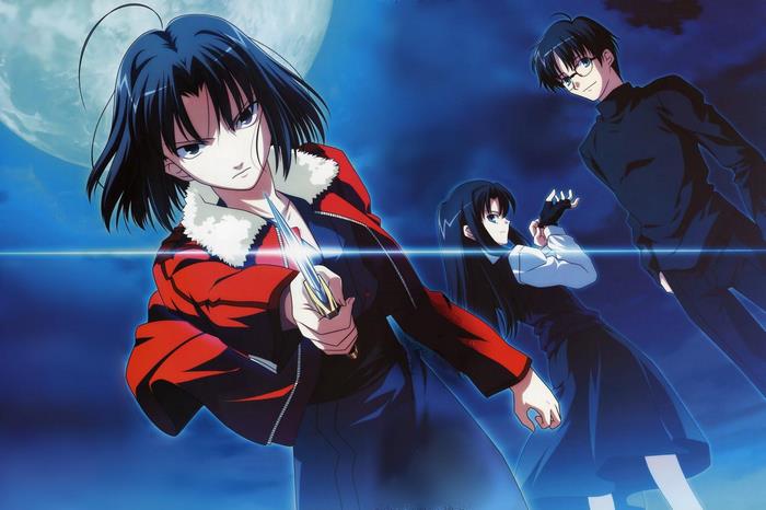 Shiki Ryougi and companions under the moon