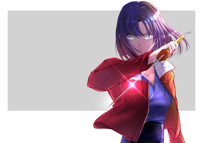 Shiki Ryougi with a sword