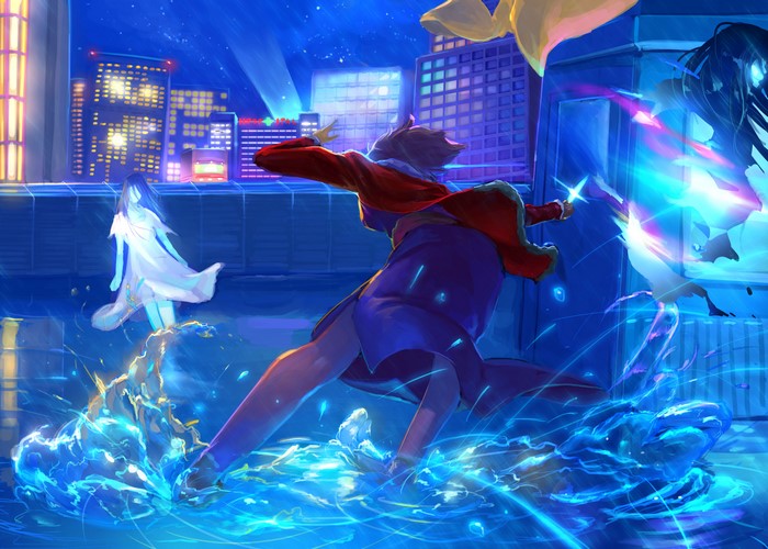 Shiki Ryougi in a magical battle