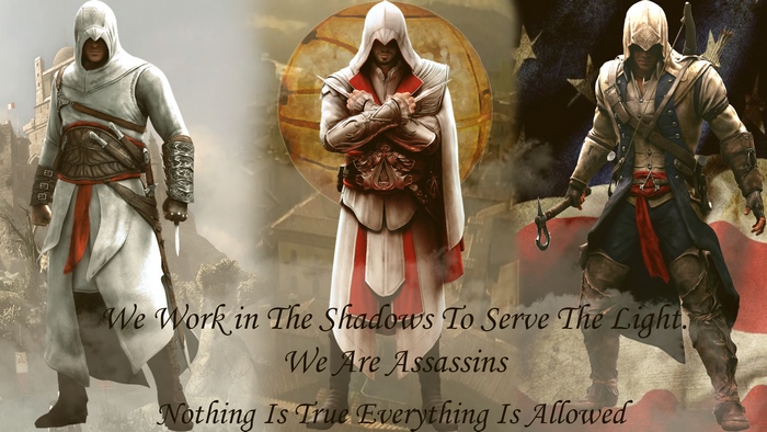 Assassins Creed characters with quote