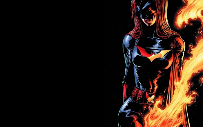 Batwoman from DC Comics with fire
