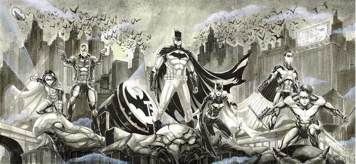 Batman and Bat-Family in Gotham City