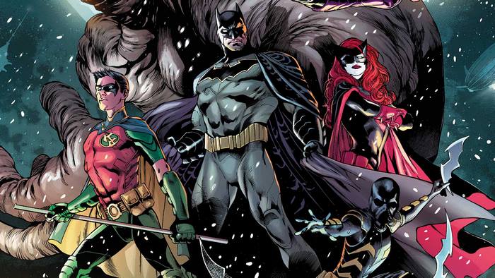 Batman and Robin with Batwoman and Batgirl