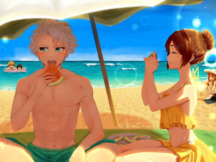 Momo Hinamori at the beach
