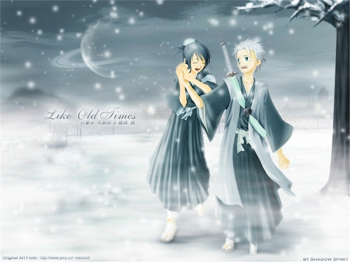 Toshiro Hitsugaya and Momo Hinamori from Bleach in the snow
