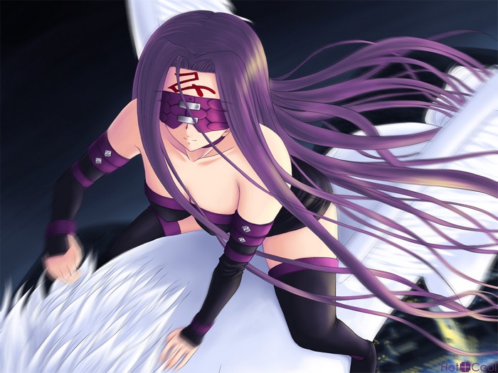 Rider from Fate/stay Night on a white creature