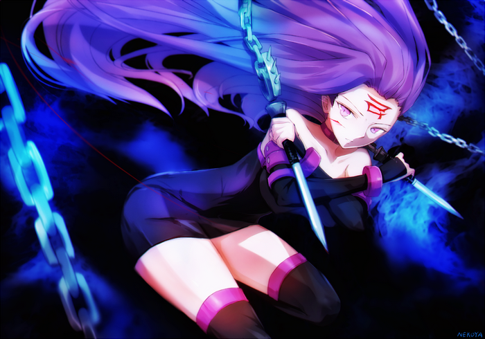 Rider from Fate/stay Night with chains and knives