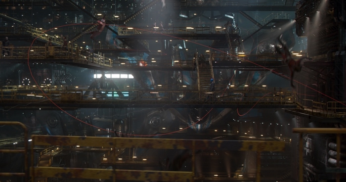 Yondu Udonta in a futuristic industrial setting