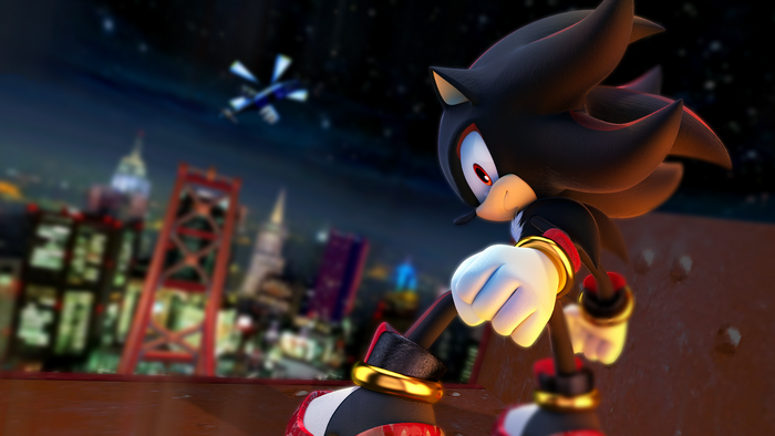 Shadow the Hedgehog in a City at Night