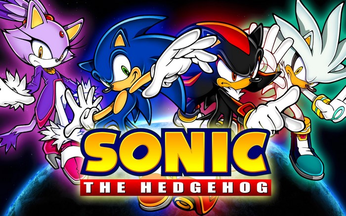 Sonic the Hedgehog characters: Blaze, Sonic, Shadow, and Silver