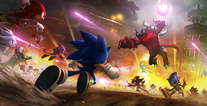 Sonic the Hedgehog characters in battle