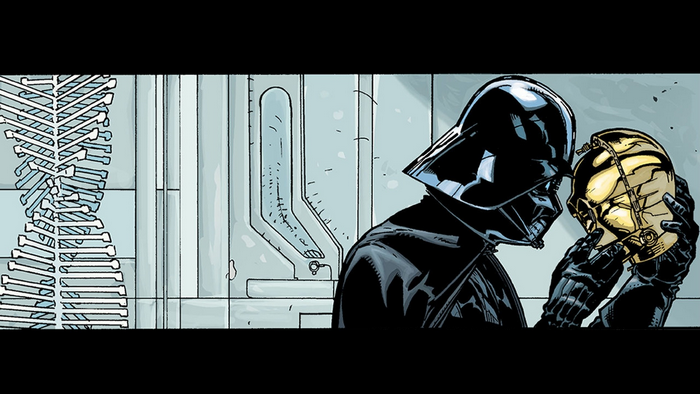 Darth Vader holding C-3PO's head