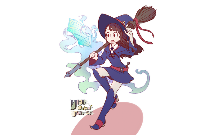 Atsuko Kagari from Little Witch Academia with a broom and staff