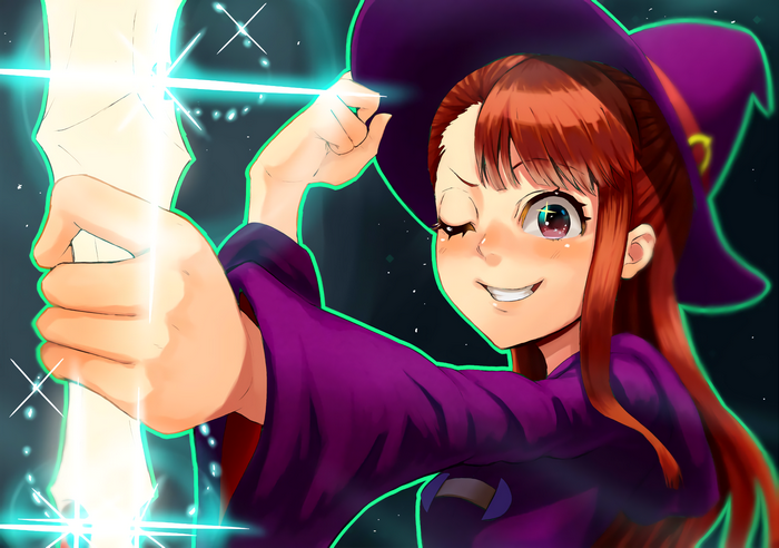 Atsuko Kagari aiming a magical bow