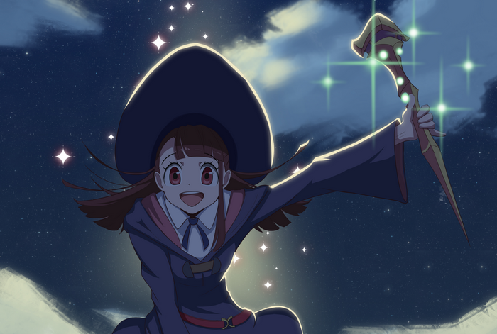 Atsuko Kagari from Little Witch Academia holding a staff