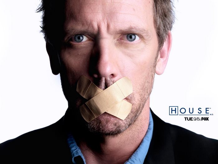 House M.D. Gregory House with Band-Aids on Mouth
