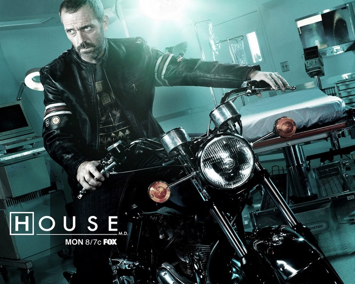 Gregory House from House M.D. on a motorcycle