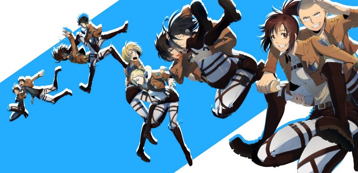 Attack on Titan characters in action