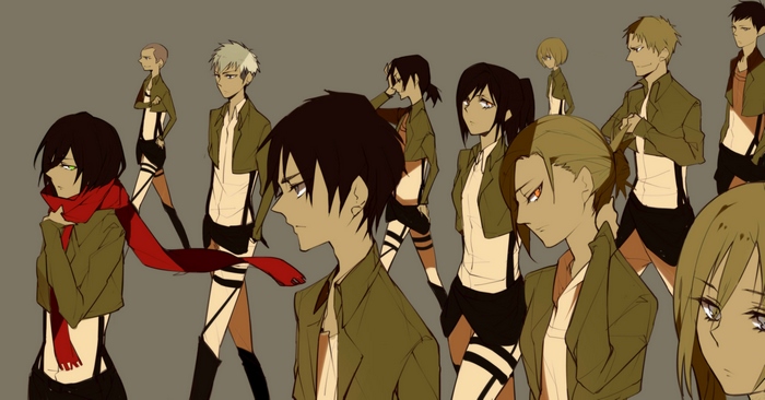 Attack on Titan characters in uniform
