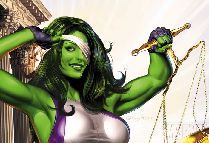 She-Hulk holding scales of justice
