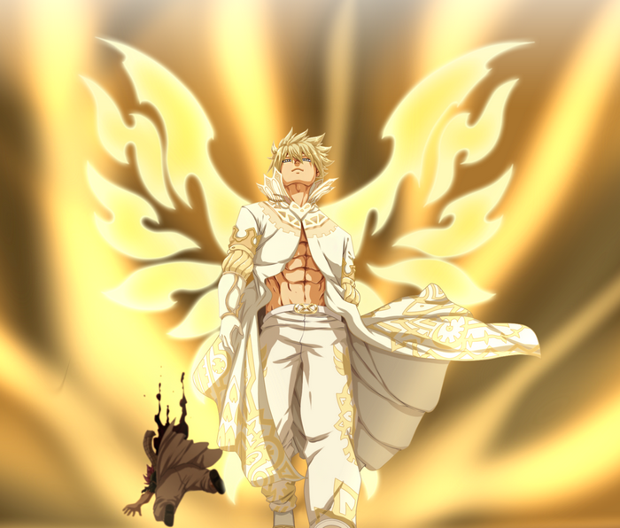 Zeref Dragneel from Fairy Tail with golden wings