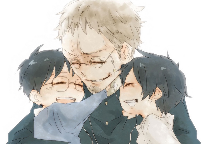 Yukio Okumura with two children