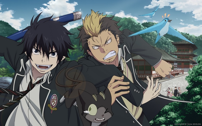 Rin Okumura and Ryuji Suguro from Blue Exorcist