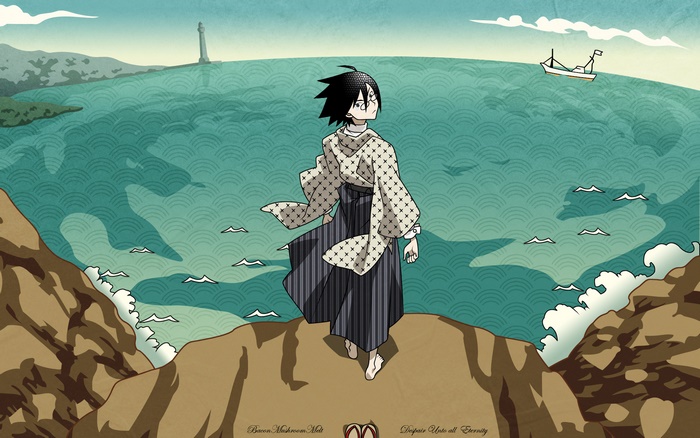 Nozomu Itoshiki on a Cliff Overlooking the Sea