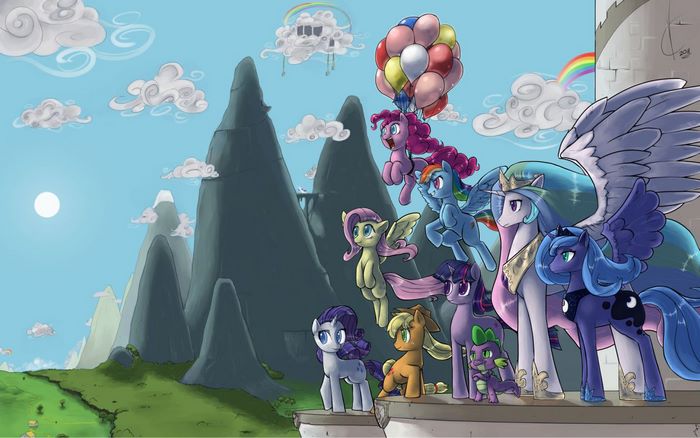 My Little Pony characters on a cliff