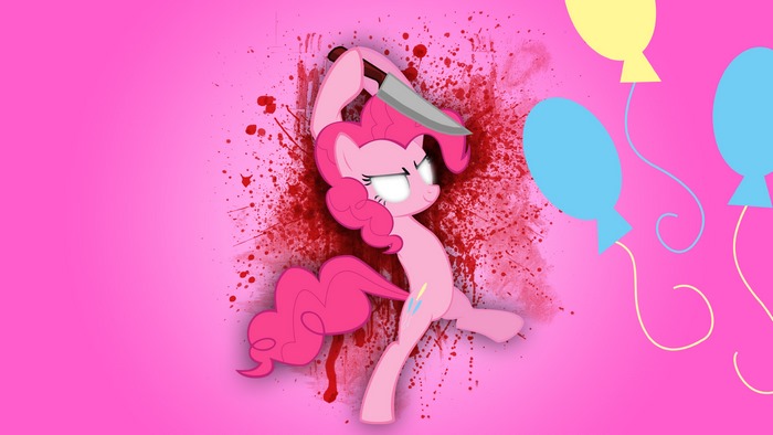 Pinkie Pie with Knife and Blood Splatter