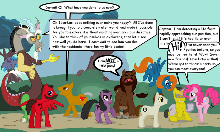 Discord and ponies on an alien world