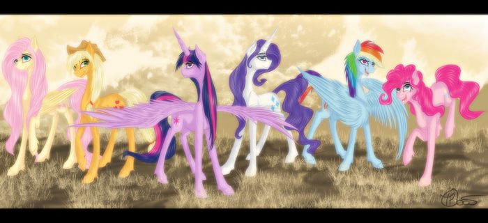 My Little Pony: Friendship Is Magic characters in a field