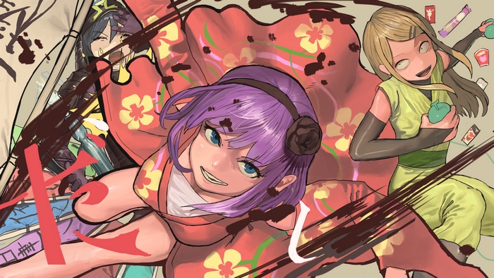 Hotaru Shidare and friends in traditional Japanese attire