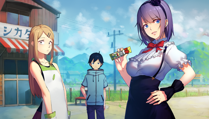 Shidare Hotaru and friends in a town
