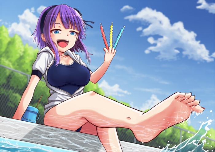 Shidare Hotaru by the pool with sparklers