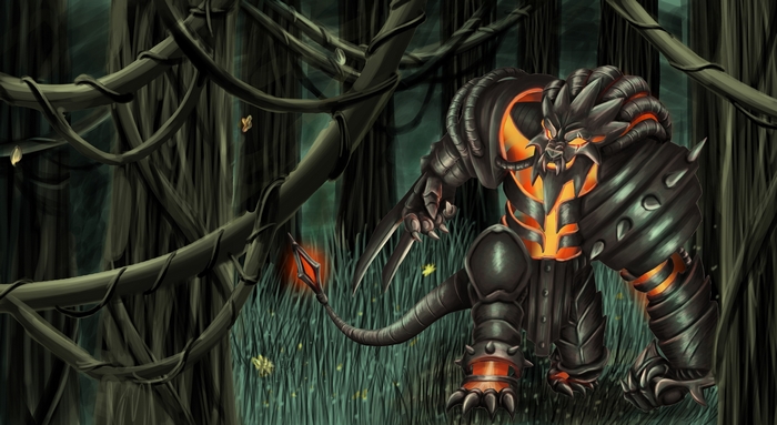 Rengar from League of Legends in a forest