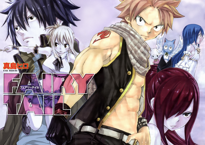 Fairy Tail characters Natsu, Lucy, Gray, Erza, Wendy, Happy