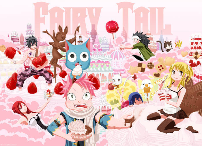Fairy Tail characters in a candy land