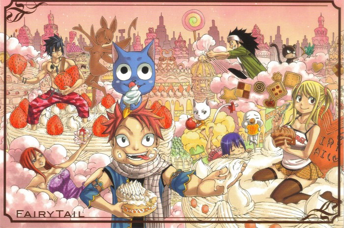 Fairy Tail characters in a candy land