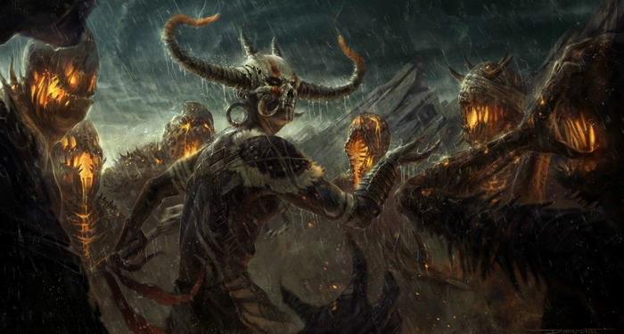 Witch Doctor from Diablo III in a ritual