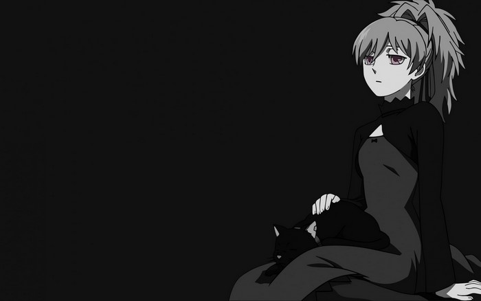 Yin from Darker Than Black with a cat