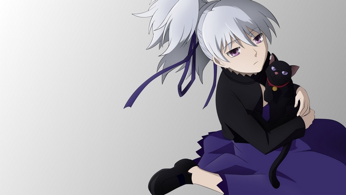 Yin from Darker Than Black with a black cat