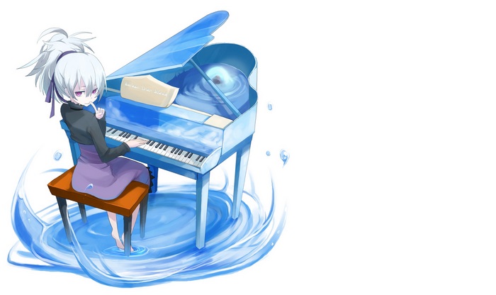Yin from Darker Than Black playing a piano