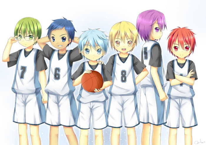 Kuroko's Basketball characters in basketball uniforms