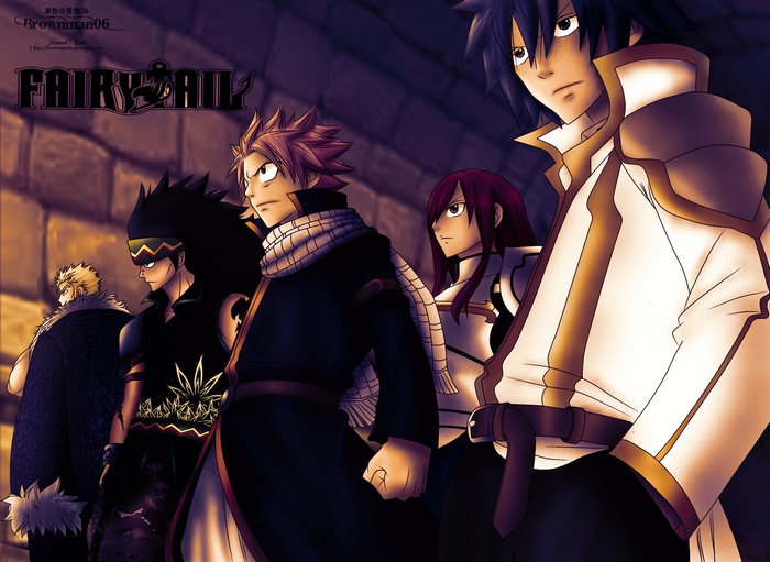 Fairy Tail characters in a line